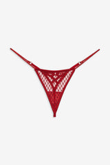 Women Glitter Thong Panty - Red