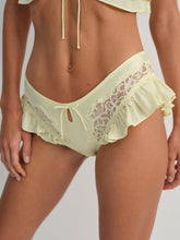 Women Butterfly Lace Ruffle Cheeky Panty - Yellow