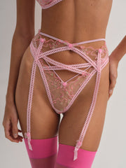 Women Dainty Daphne Garter Belt - Pink