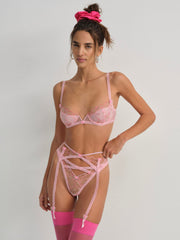 Women Dainty Daphne Garter Belt - Pink