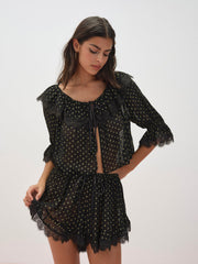 Women Liz Lurex Dot Top - Black