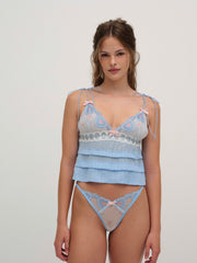 Women Dainty Doily Sleep Top - Blue