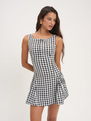 Women Scotch Bonnet Gingham Mini Dress - Black