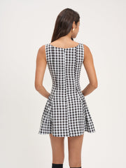 Women Scotch Bonnet Gingham Mini Dress - Black