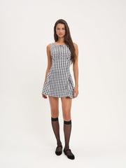 Women Scotch Bonnet Gingham Mini Dress - Black
