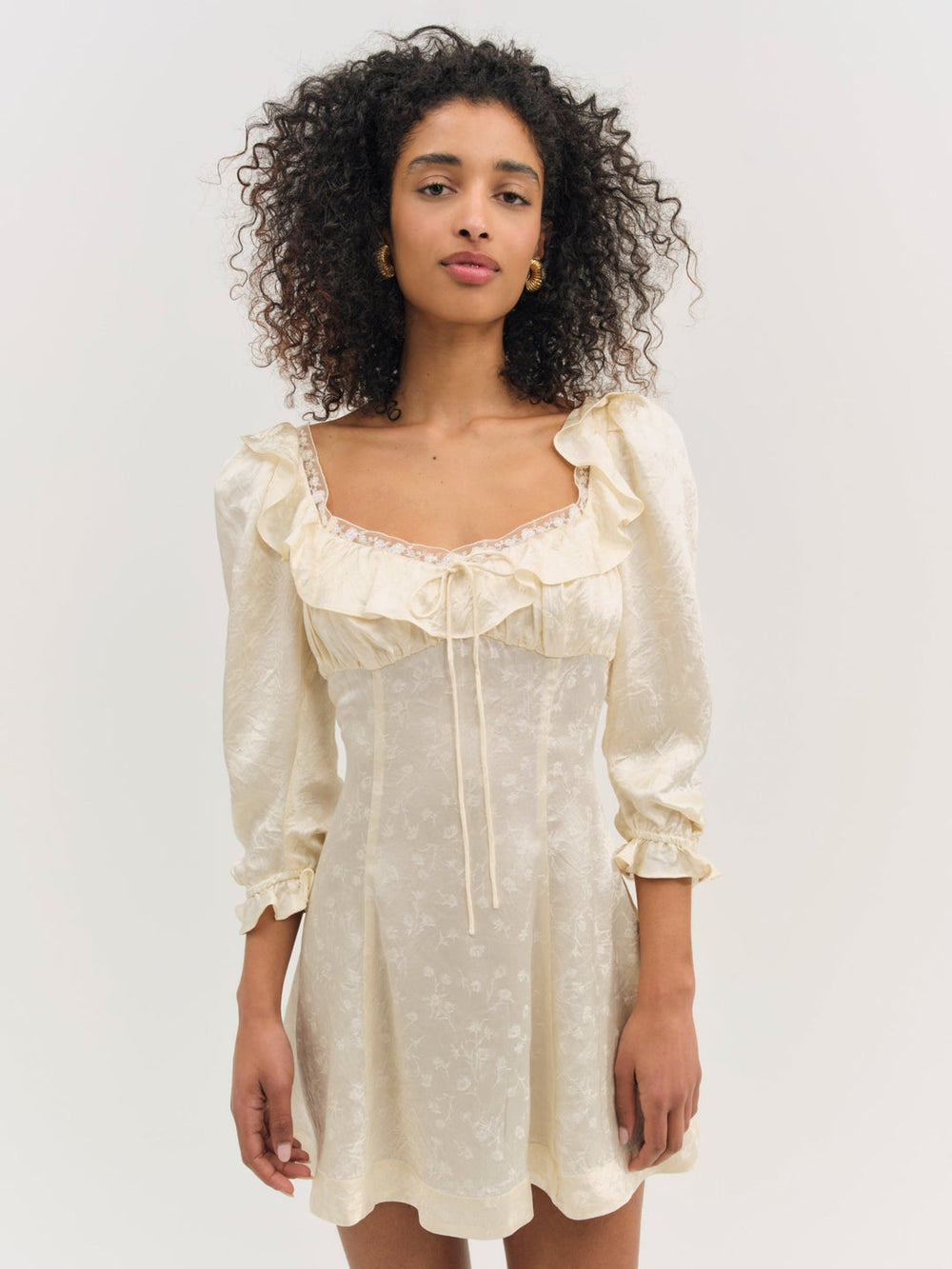 Women Carla Jacquard Mini Dress - Cream