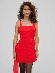 Women Frosted Organza Mini Dress - Red