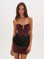 Women Berry Bud Mini Dress - Red