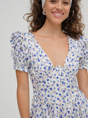 Women Paulina Puff Sleeve Dress - Blue