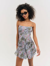 Women Fallen Floral Mini Dress - Purple