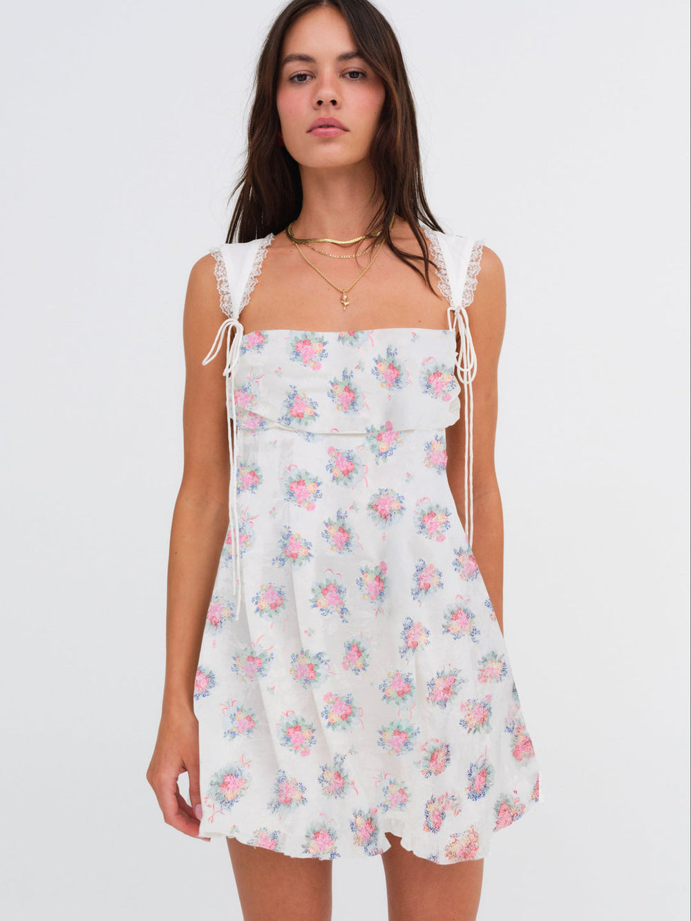 Women Holland Mini Dress - Doily Bouquet