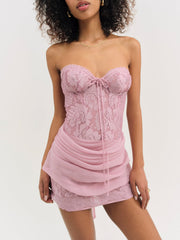 Women Claudia Rose Lace Micro Mini Dress - Mulberry