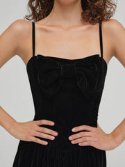 Women Martini Velvet Mini Dress - Black