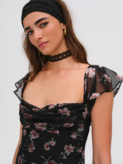 Women Aigrette Mini Dress - Black