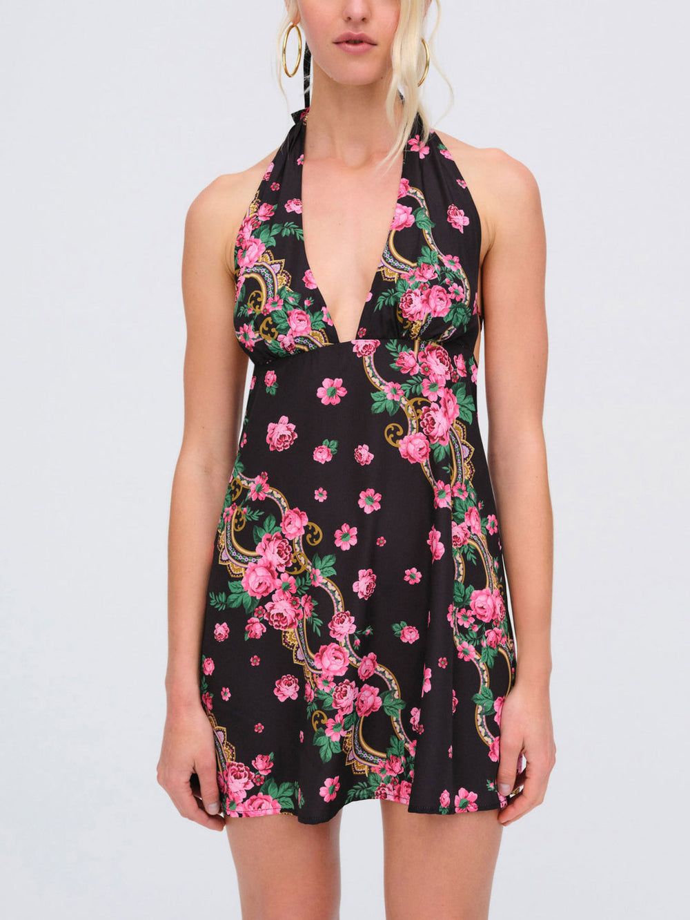 Women Justice Halter Mini Dress - Black