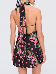 Women Justice Halter Mini Dress - Black