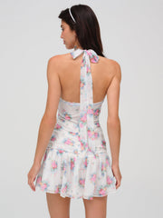 Women Doily Bouquet Mini Dress - White