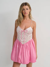 Women Berry Bud Bubble Mini Dress - Pink