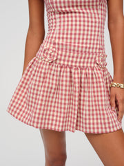 Women Georgia Gingham Short Sleeve Mini Dress - Mauve
