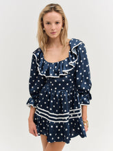 Women Seaside Dot Mini Dress - Navy