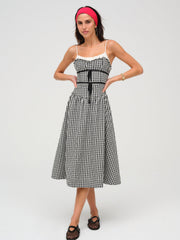 Women Georgia Gingham Midi Dress - Black