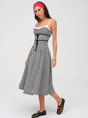 Women Georgia Gingham Midi Dress - Black