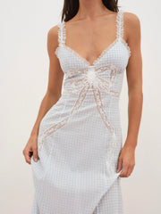 Women Bluebell Gingham Midi Dress - Blue