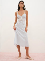 Women Bluebell Gingham Midi Dress - Blue