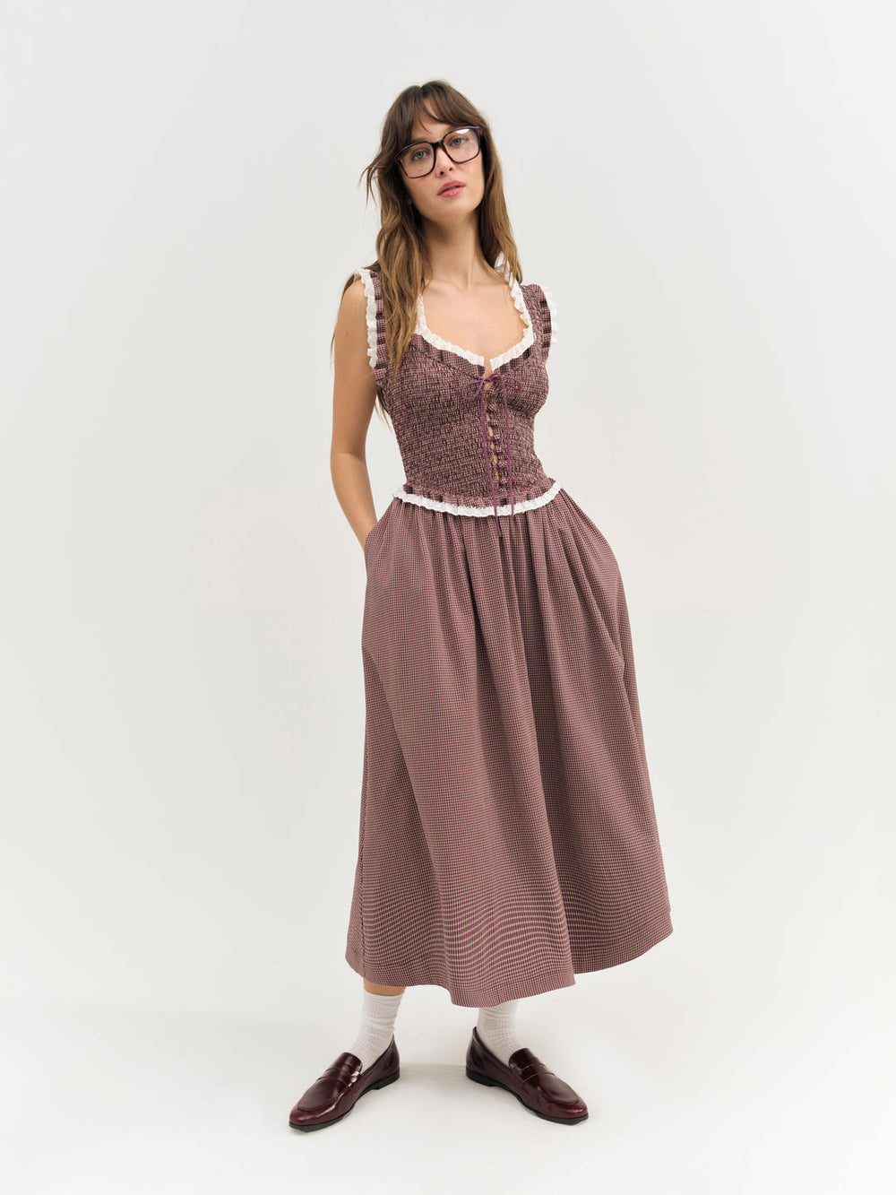 Women Morgan Midi Dress - Burgundy