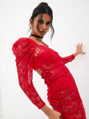 Women Kana Midi Dress - Red