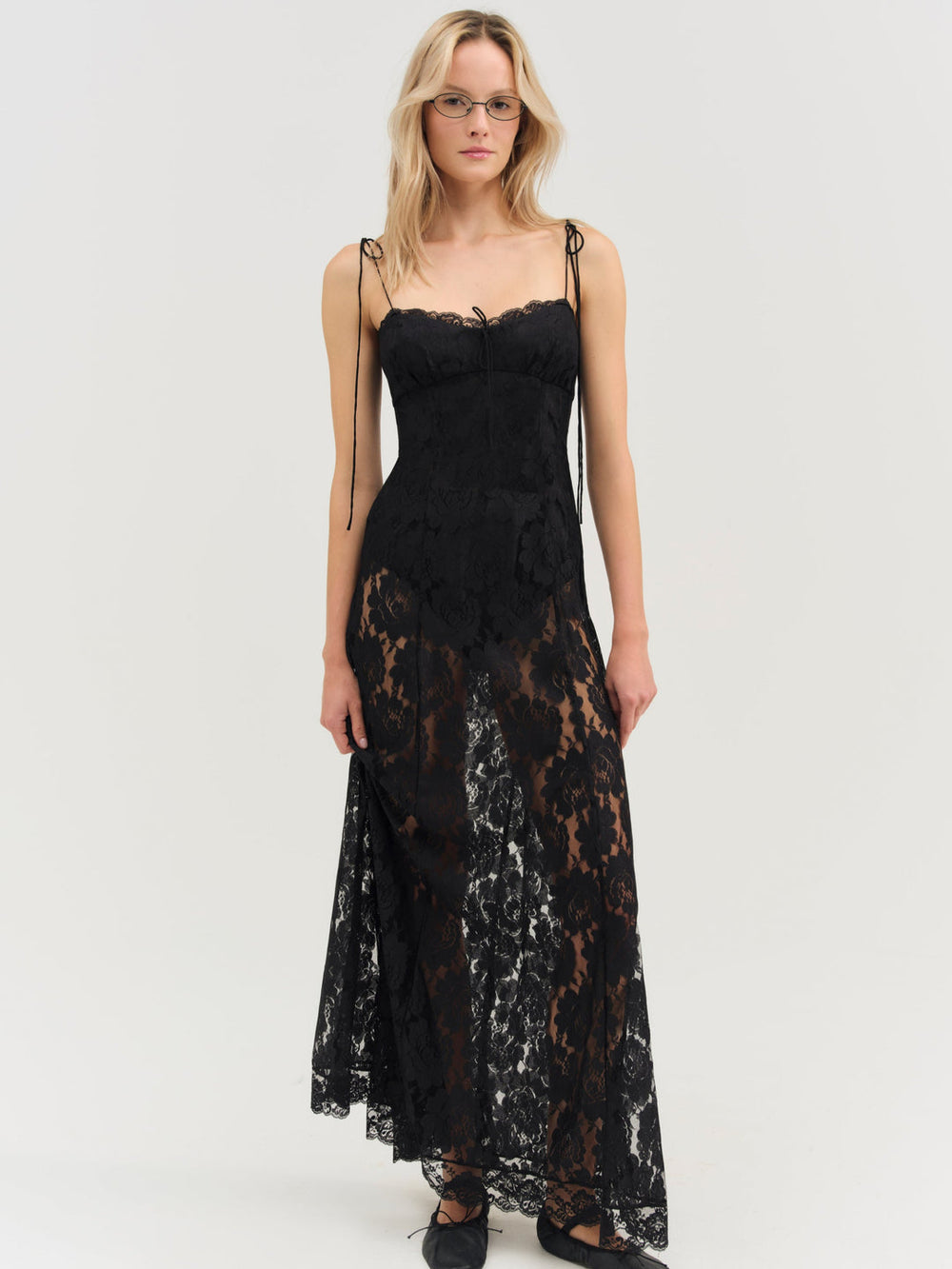 Women Claudia Rose Lace Maxi Dress - Black