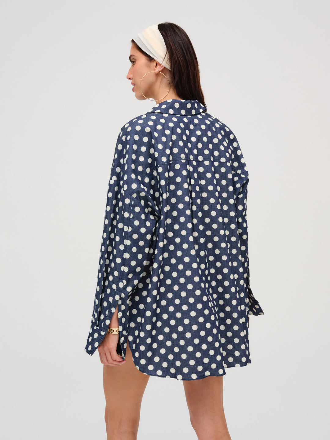 Women Dolly Dot Button-Down Top - Indigo