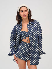 Women Dolly Dot Button-Down Top - Indigo