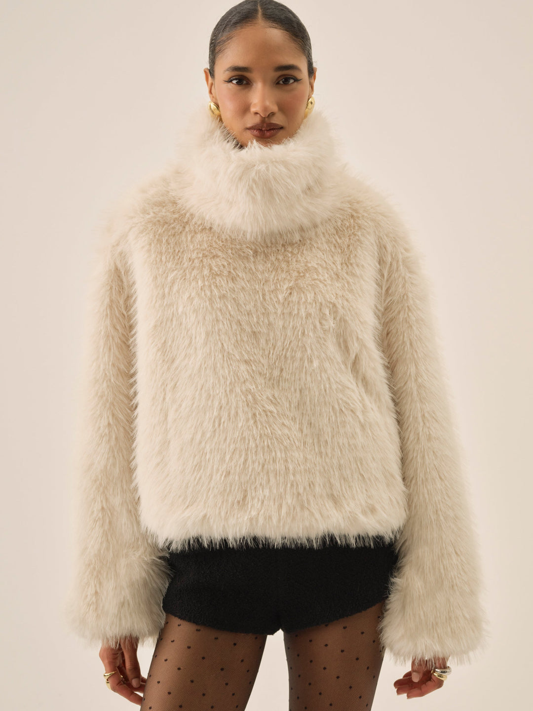 Women Arctic Faux Fur Pullover - Cream