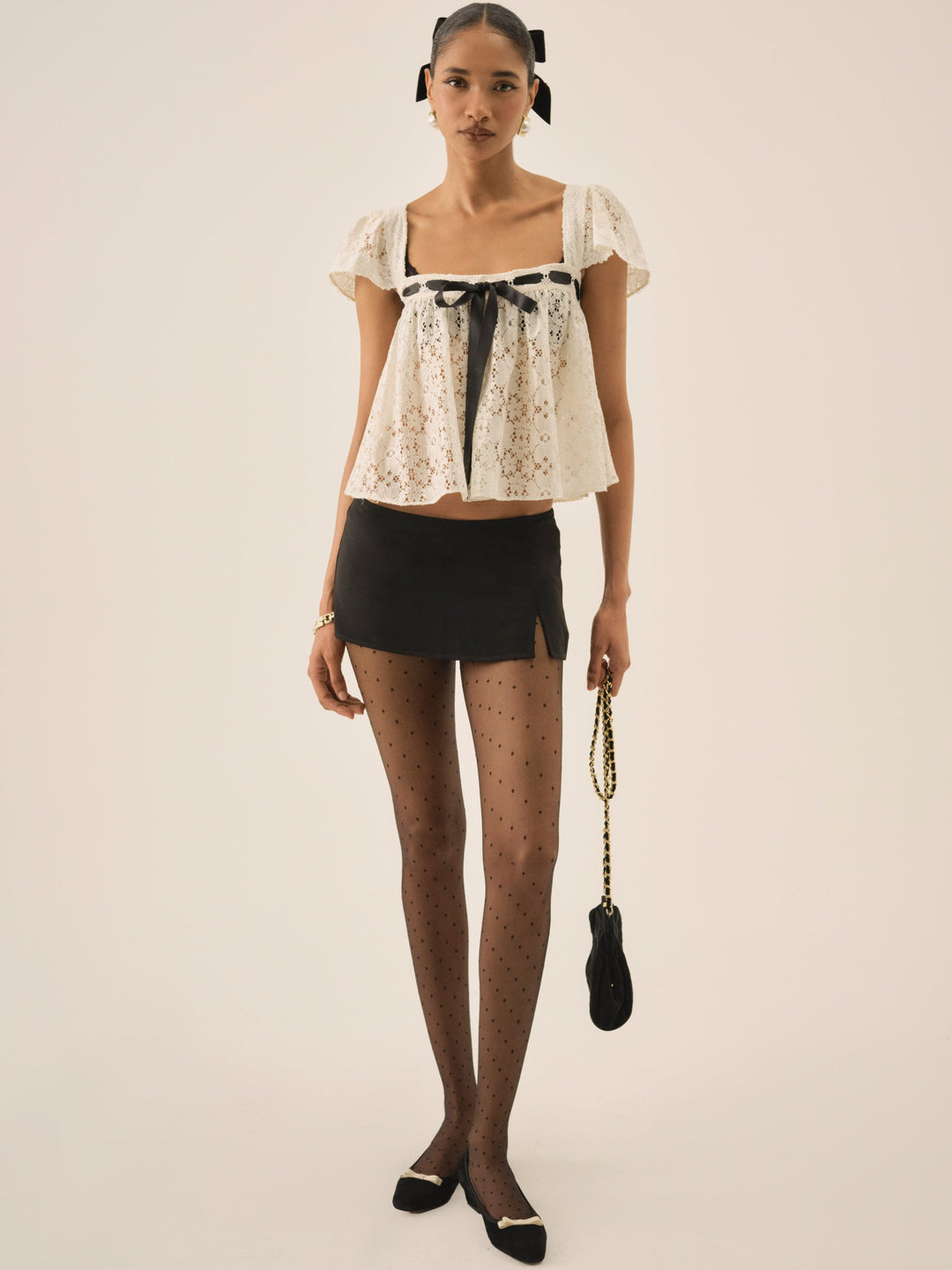 Women Creampuff Lace Top - Cream