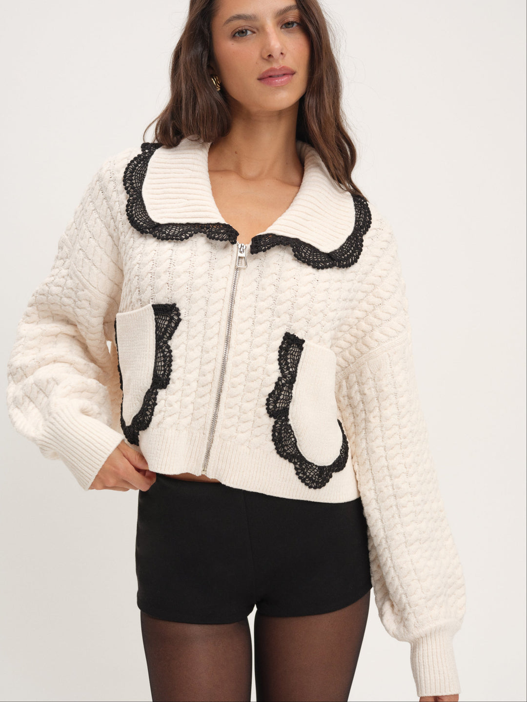 Women Tierra Knit Jacket - Cream