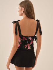 Women Midnight Garden Bustier - Black