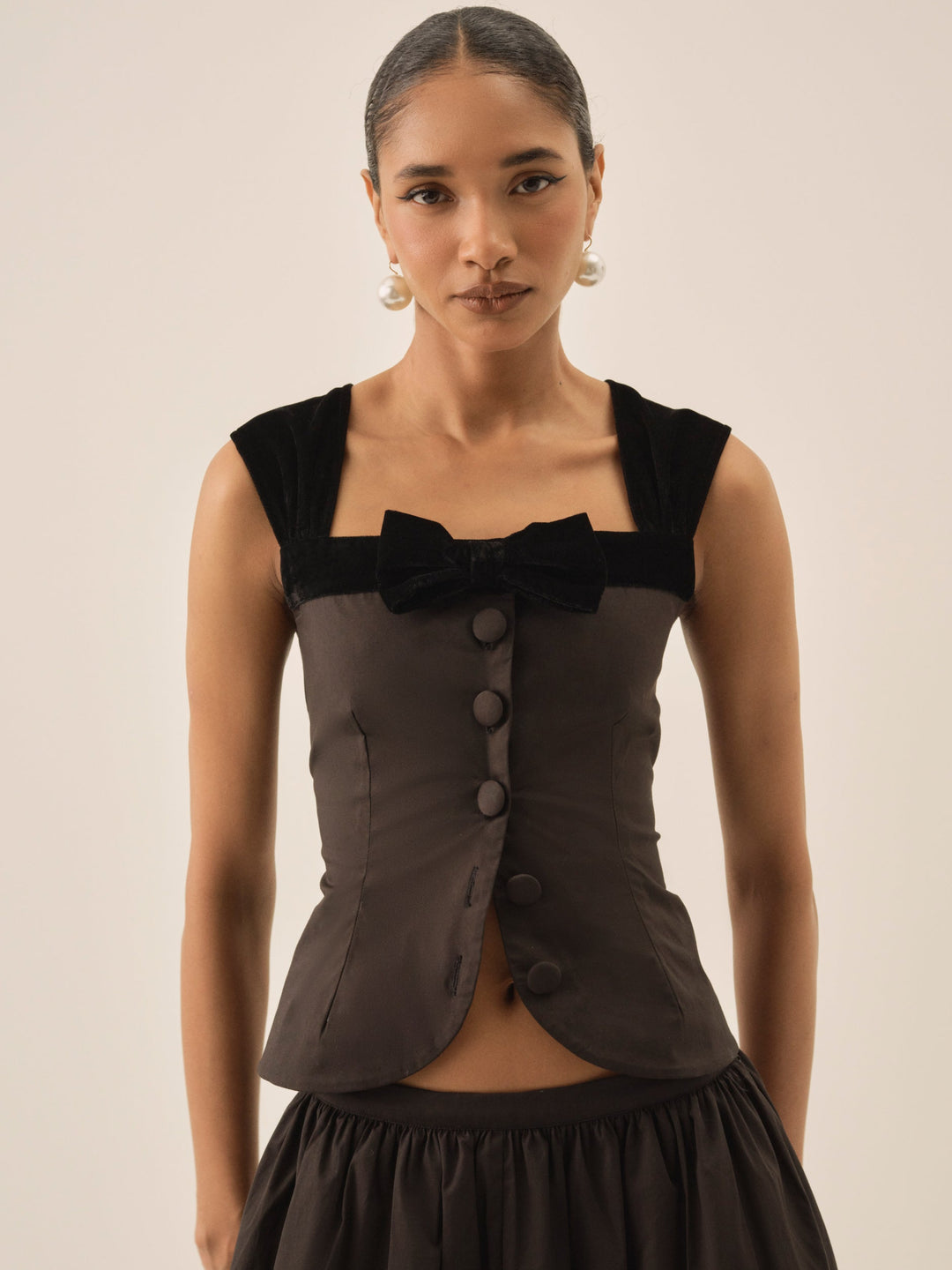 Women Train Station Poplin Top - Black