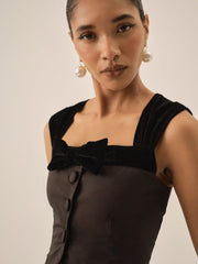 Women Train Station Poplin Top - Black