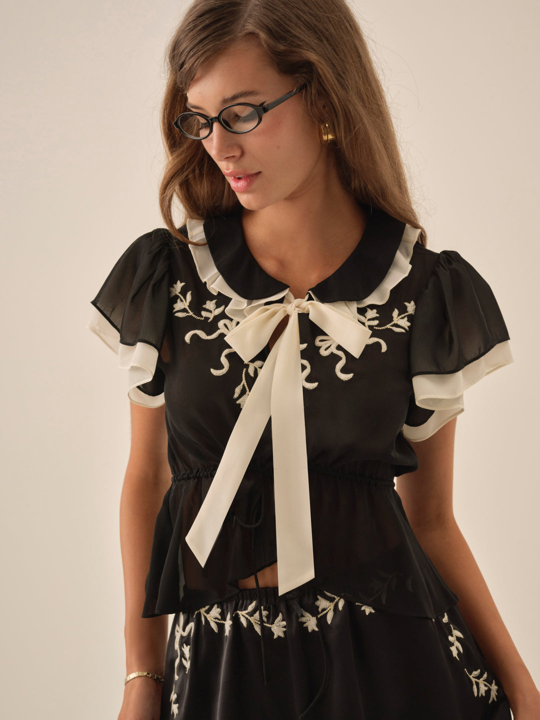 Women Emmie Chiffon Top - Black
