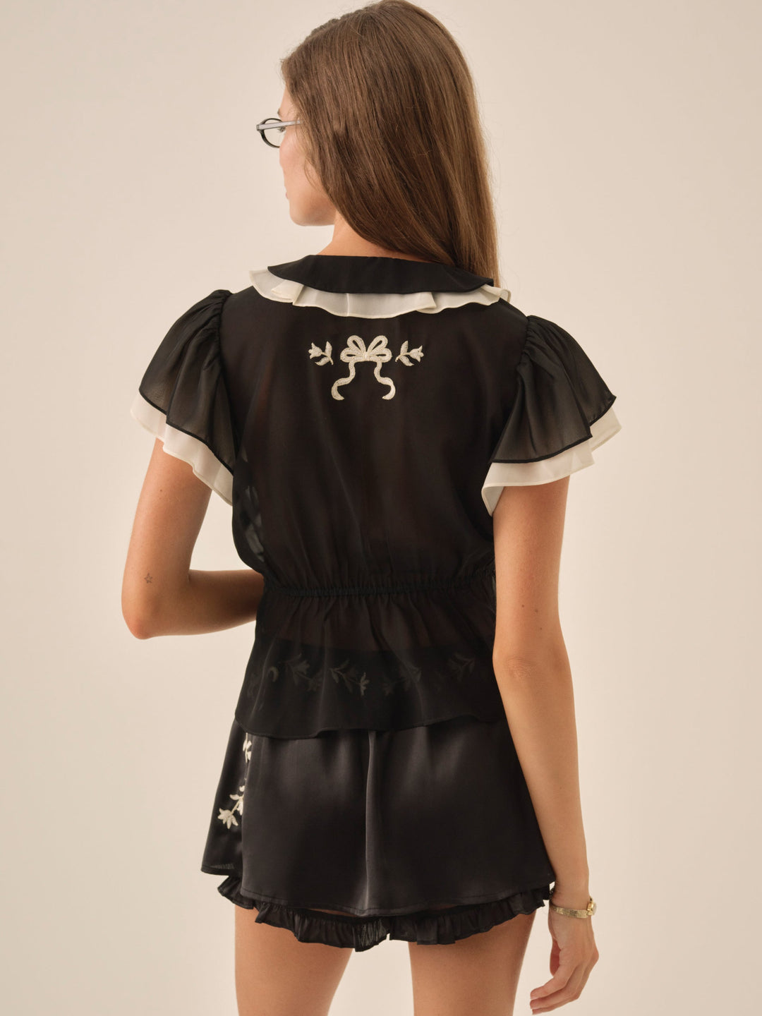 Women Emmie Chiffon Top - Black