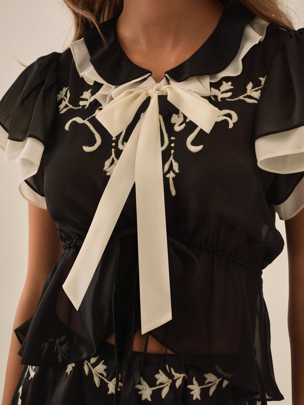 Women Emmie Chiffon Top - Black