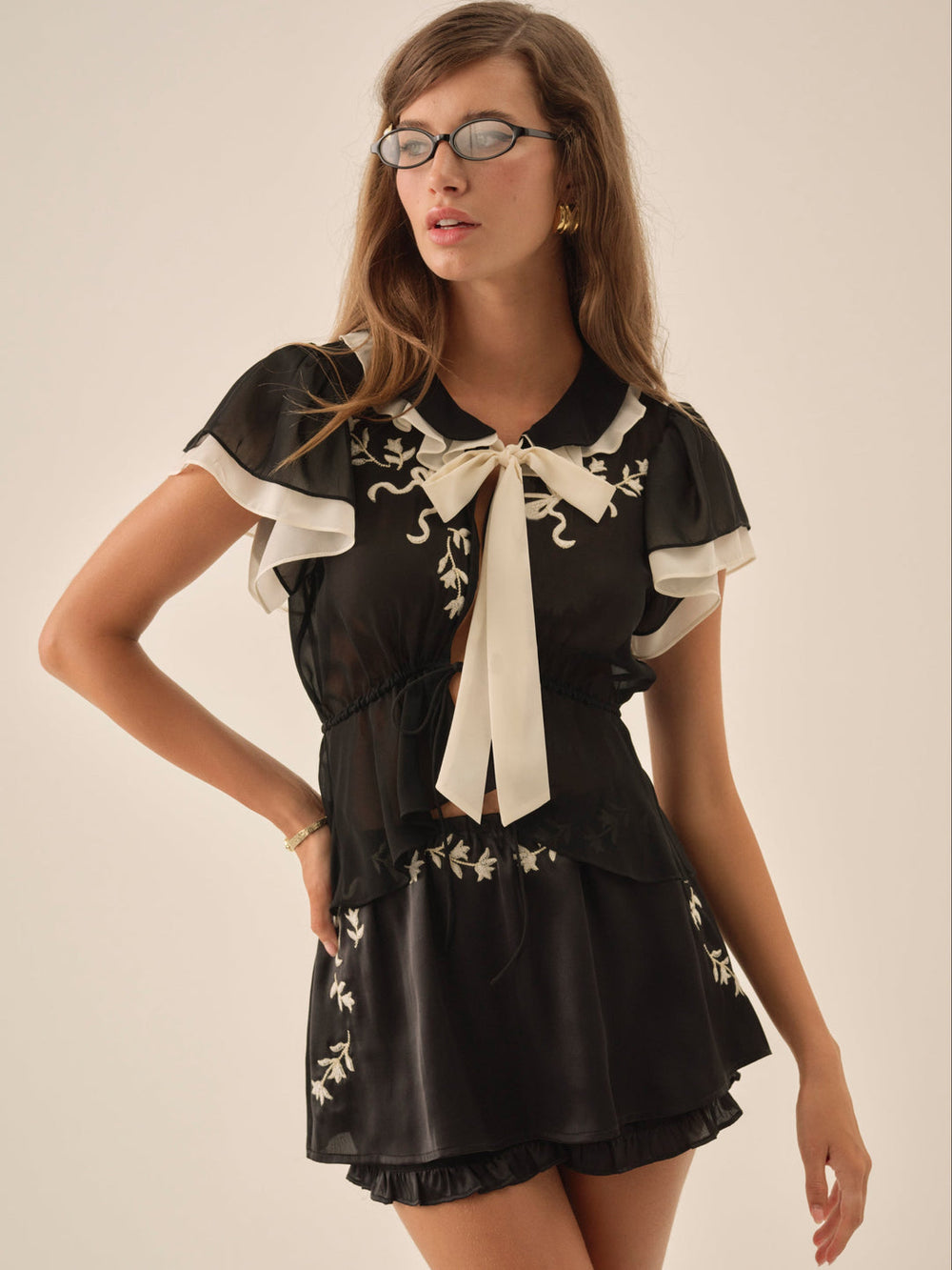 Women Emmie Chiffon Top - Black