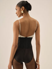 Women Emalie Taffeta Bodysuit - Black