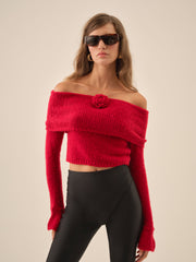 Women Aspen Knit Top - Red