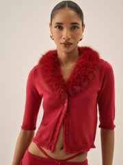 Women Maura Knit Cardigan - Red