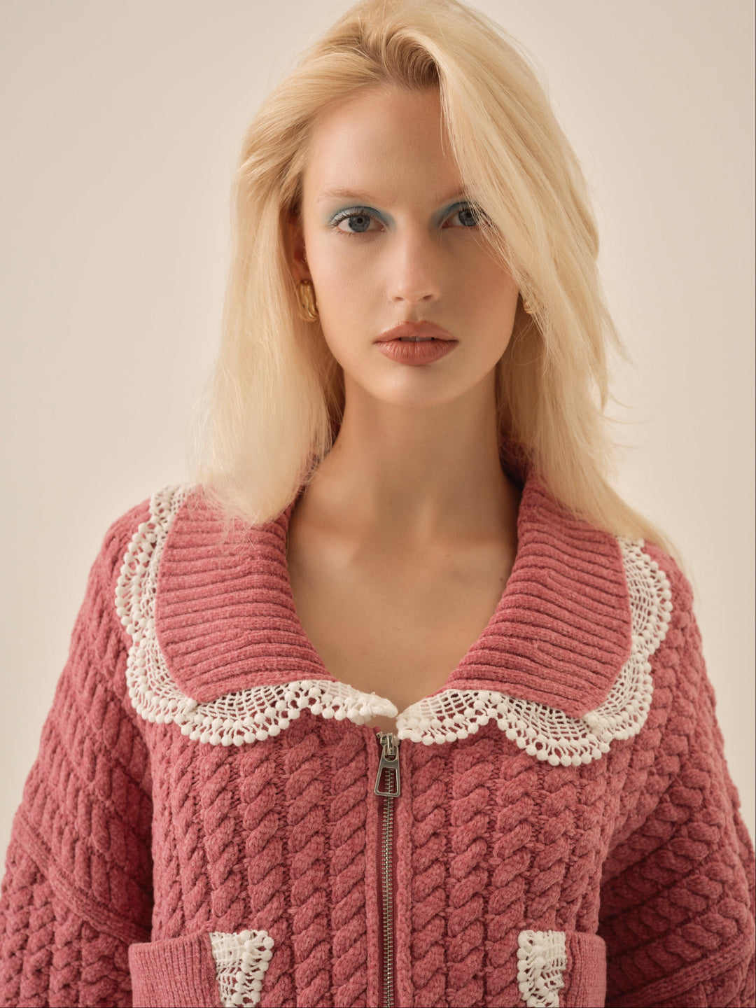 Women Tierra Knit Jacket - Dusty Rose