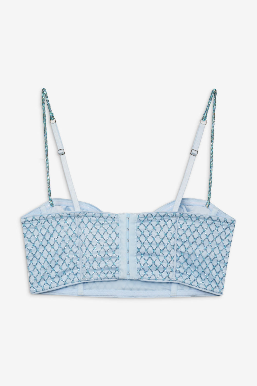 Women Glitter Grid Bustier Top - Blue
