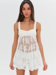 Women Sonnet Lace Babydoll Set - White