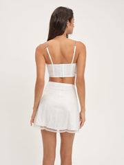 Women Glitter Grid Bustier Top - White